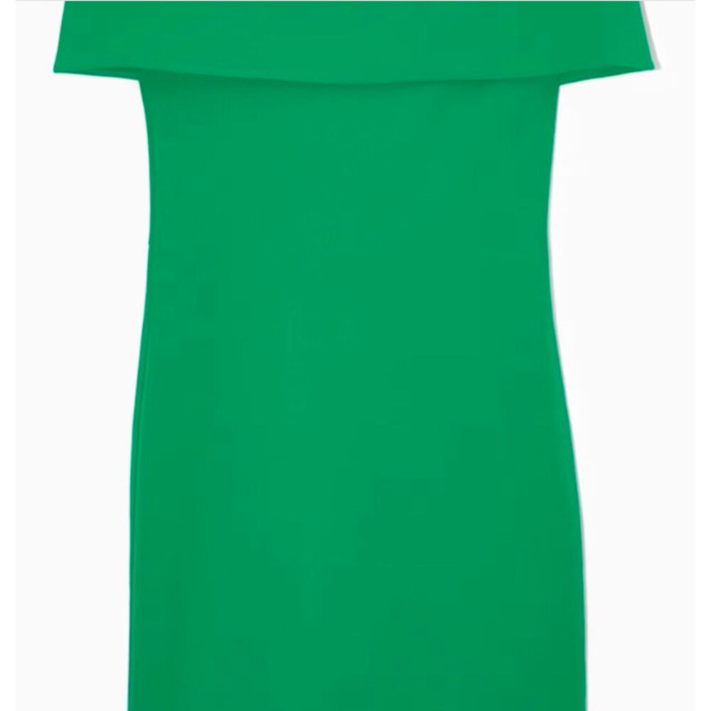 COS Women's Off-The-Shoulder Sheath Dress NWT 135 Sz XS Medium Green